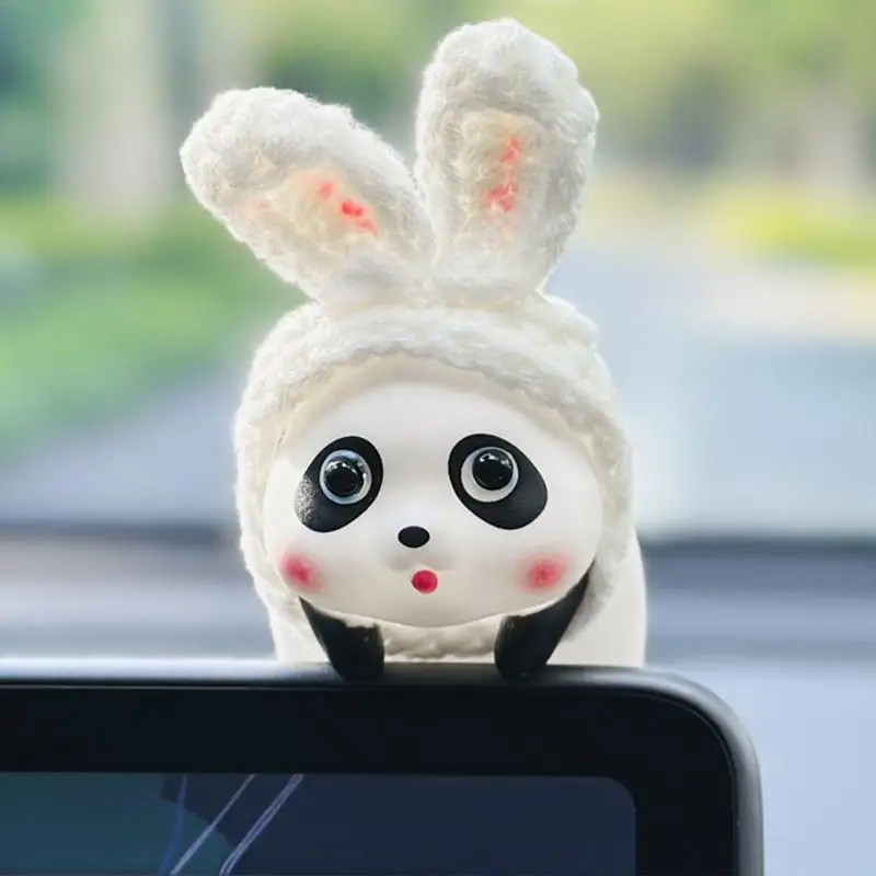 Auto Dashboard Ornament Cute Panda Doll Model Center Console Display Souvenir Figure Decor Animal Figurine Enhance Aesthetics