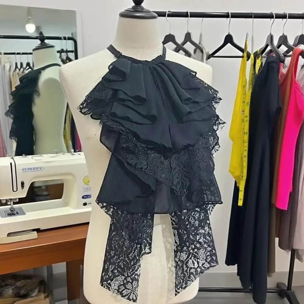 Detachable Layered Lace False Collar Adjustable Retro Ruffled Design Collar Elegant Comfortable Fake Lace Collar Women