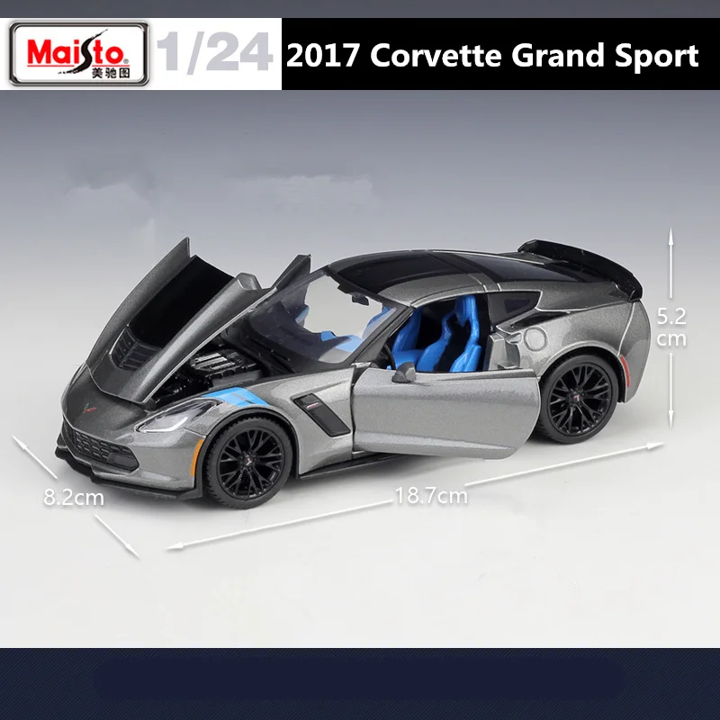 1:24 Chevrolet 2017 Corvette Grand Sport Alloy Sports Car Model Diecasts Metal Toy Racing Car Model Simulation Gifts