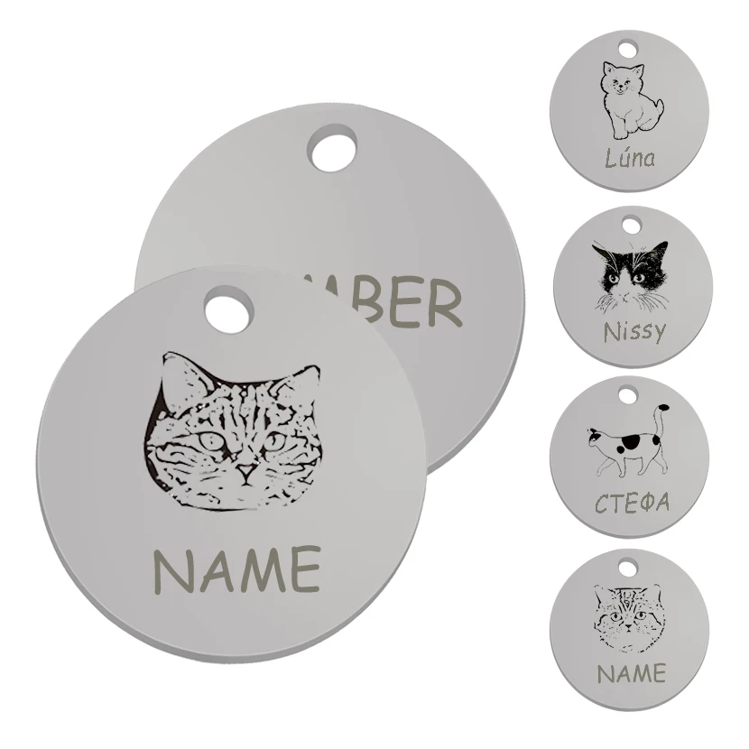 Customized Pet Cat Collar Tag Home ID Pets Name Tags Plate Free Engraving Dogs Cat Puppy Kitten Nameplate Pendant for Pet