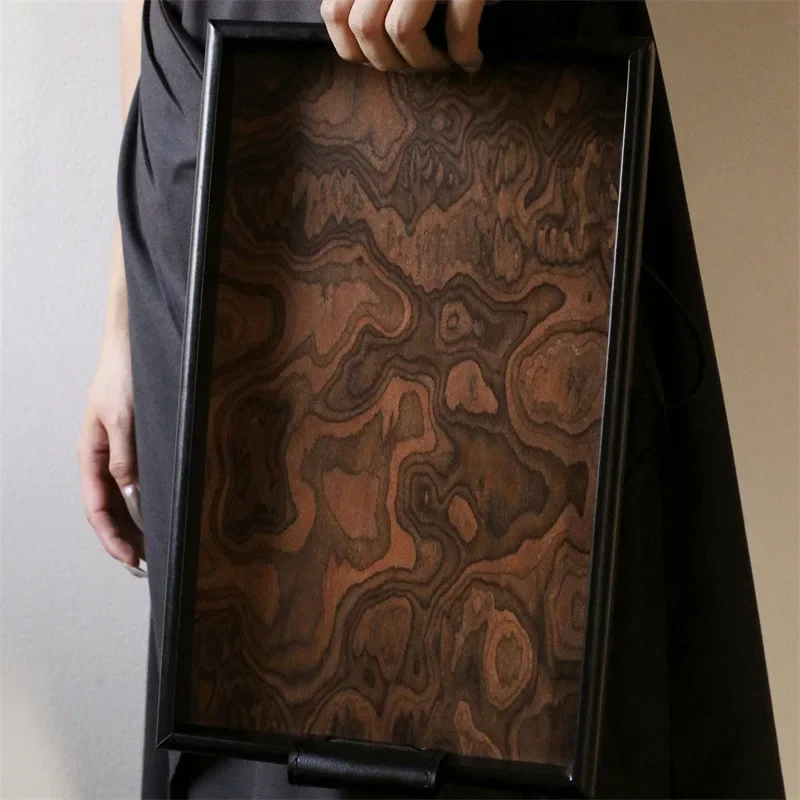 Retro Volcano Pattern Hotel Style Luxury Tea Tray for Home Use - High-end Storage Tray for Living Room Desktop - Elegant Storage