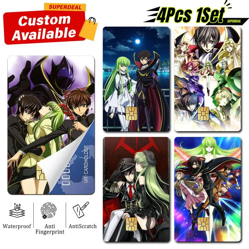 L-Lelouch and C-C Anime Code G-Geass Card Stickers for Bank Access Protective Waterproof Film Cover Sticker Gift