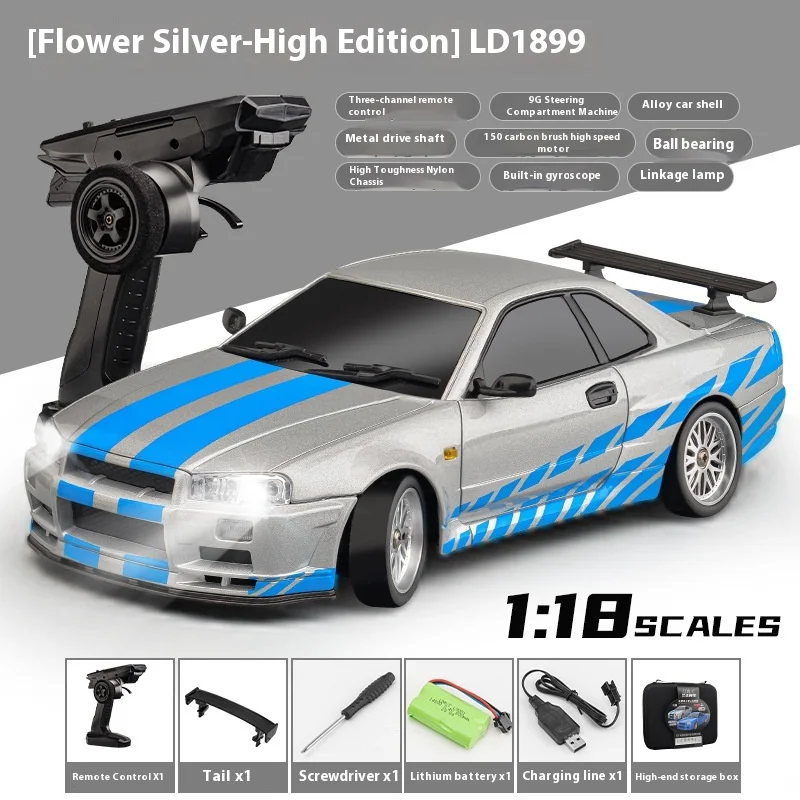 LD1899 2.4G LDR/C LD1899 1:18 RC Model Drift Car Metal Alloy Body Shell Turn-Over Lamp Model Toy Adult Children's Toys