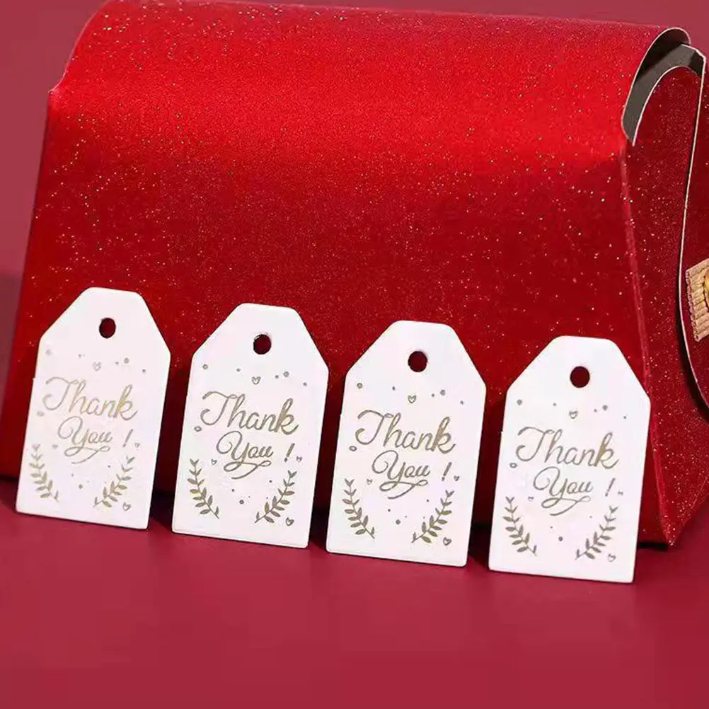 

100Pcs Thank You Hanging Labels Premium Paper Thick Sturdy Rectangle Candy Box Tags Wedding Gift Box Thanks Letter Cards