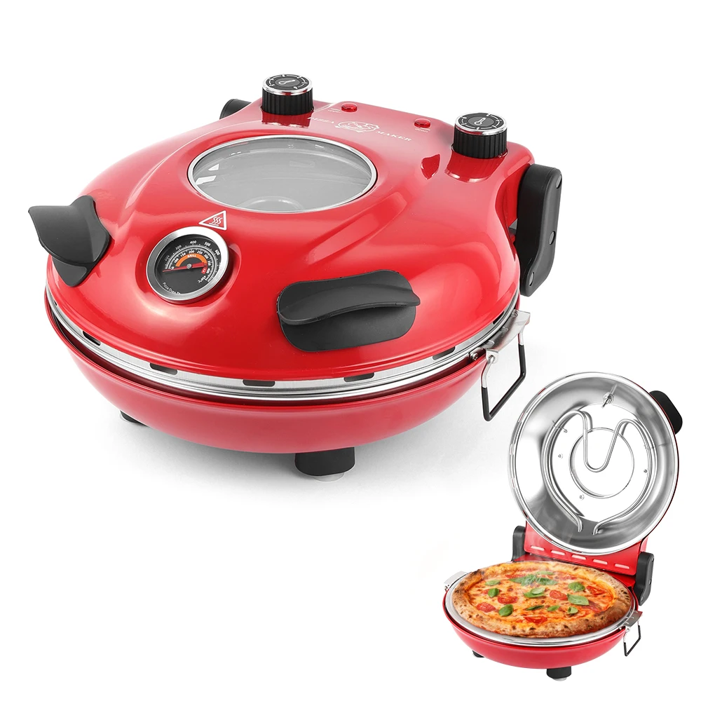 Klaif 12 ''four à Pizza électrique intérieur Double face chauffé four de comptoir à friture machine à Pizza 1200W 5-Min croustillant Double bouton de commande