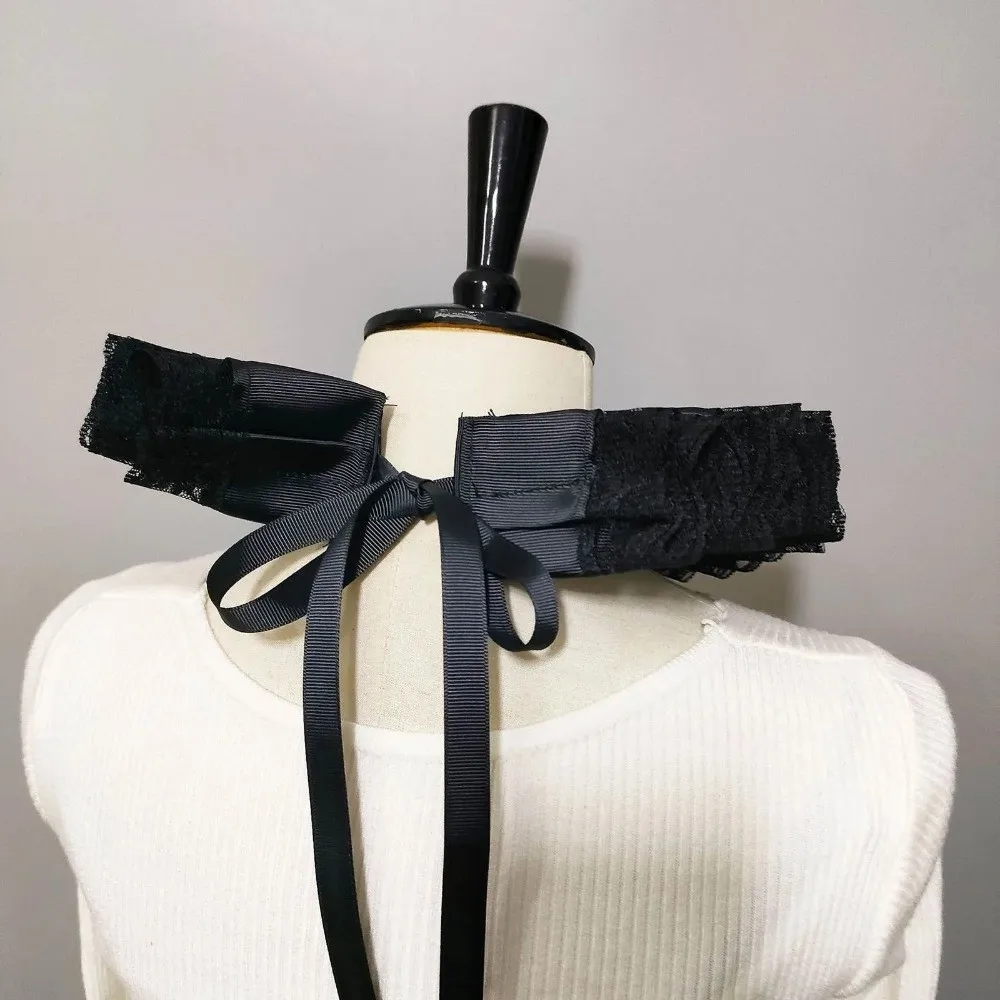 Lace Design Fake Collar Multi-layer Construction Ruffled Style Neck Collar Adjustable Elegant Decorative Collar
