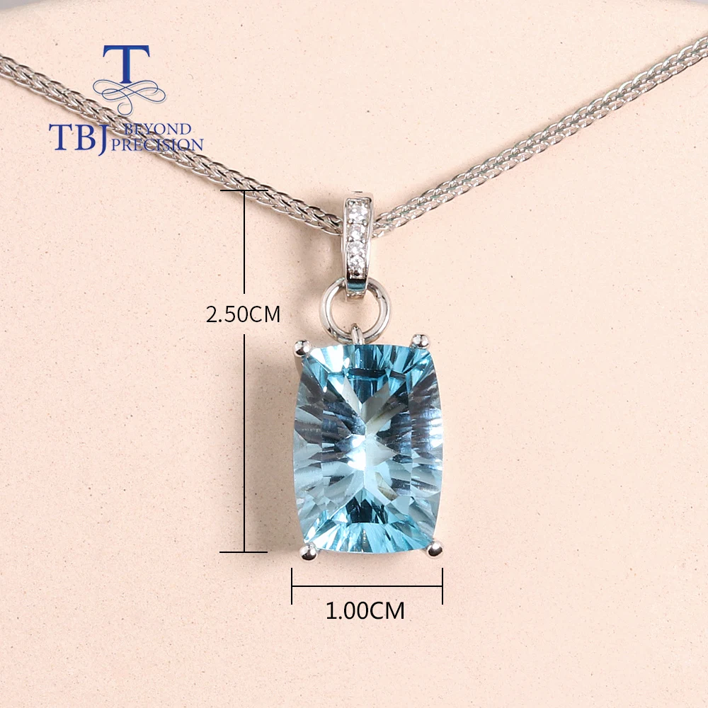 Collier en topaze bleu ciel naturel pour femme, design simple, argent regardé 925, bijoux fins, tenue quotidienne