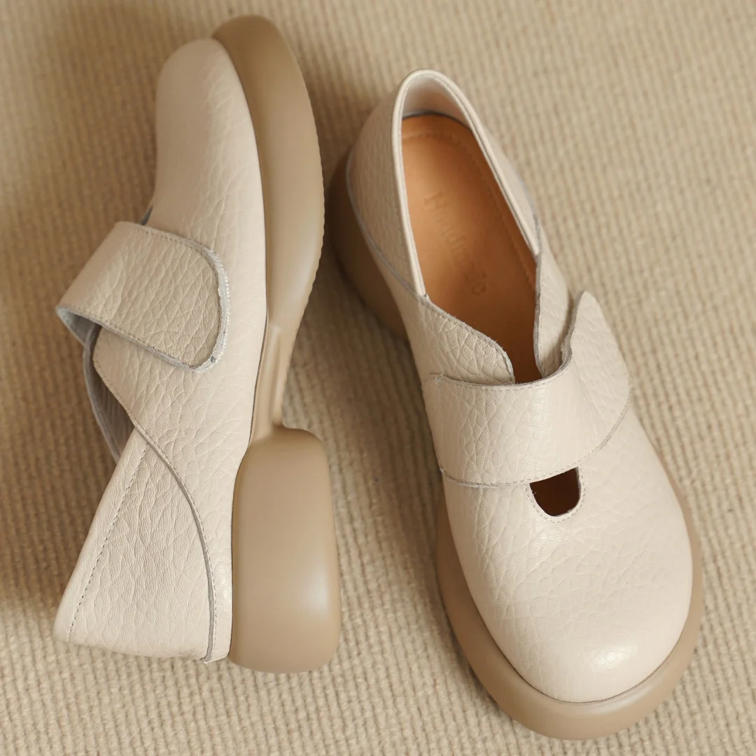 

Женские мокасины danxuefei из овчины с круглым носком, на толстой подошве, на платформе, с застежкой на липучке, высококачественные, мягкие и удобные.