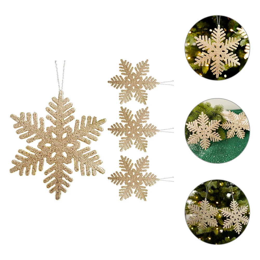 

4Pcs Christmas Hanging Snowflake Ornaments Xmas Tree Decoration Party Home Garden Hanging Decor Christmas Tree Ornaments