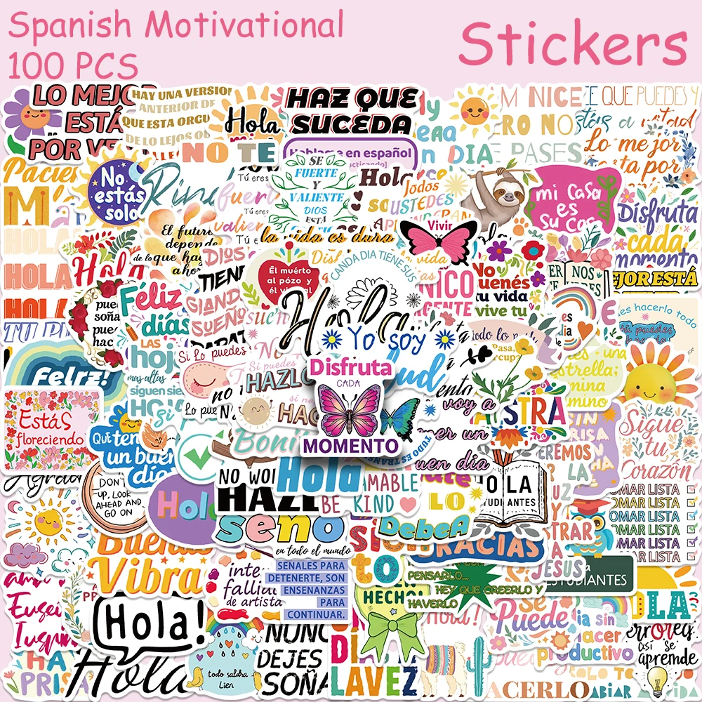 

50/100pcs Cartoon Graffiti Spanish Motivational Stickers Decals For Phone Laptop Refrigerator Skateboard Aesthetic Stickers