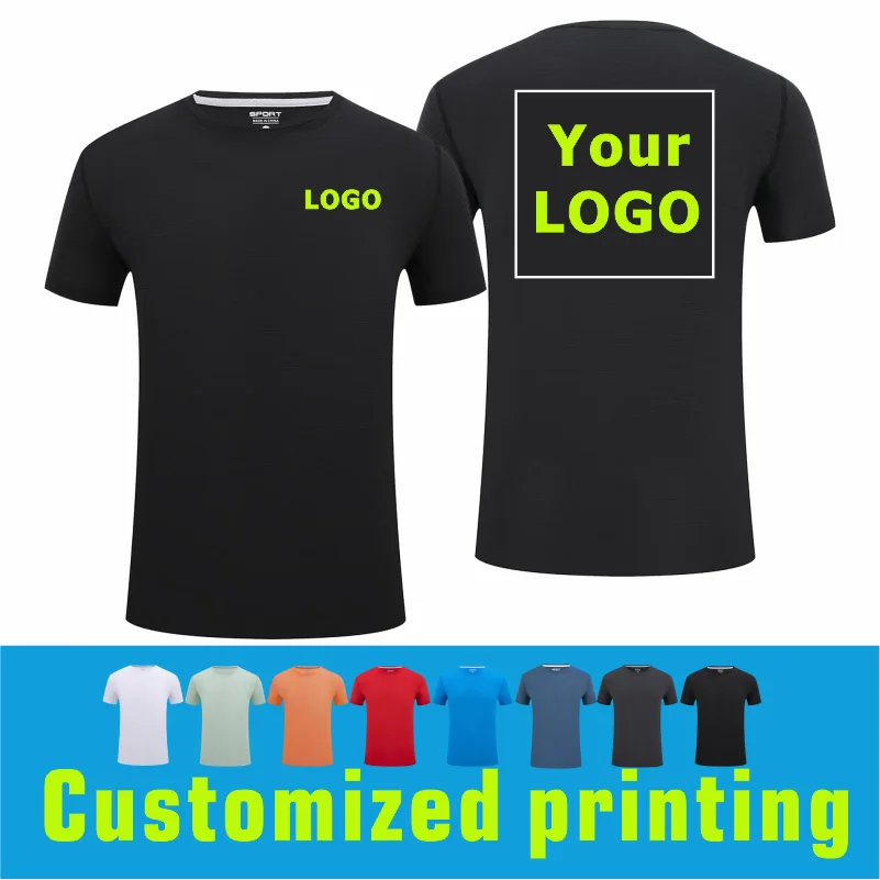 Quick Drying Breathable Short Sleeved T-shirt Team Uniform O-Neck Short Sleeve Your Own Design Double Sided Logo Customized