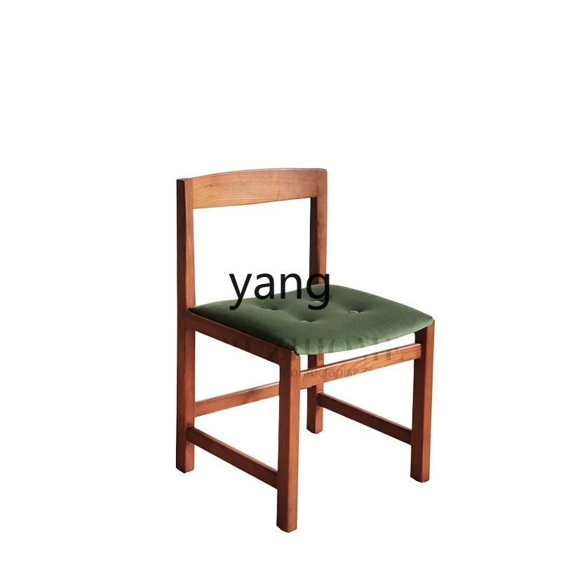 Yjq Log Simple Design Retro Dining Chair Art Green Backrest Leisure Nostalgic Mid-Ancient Chair