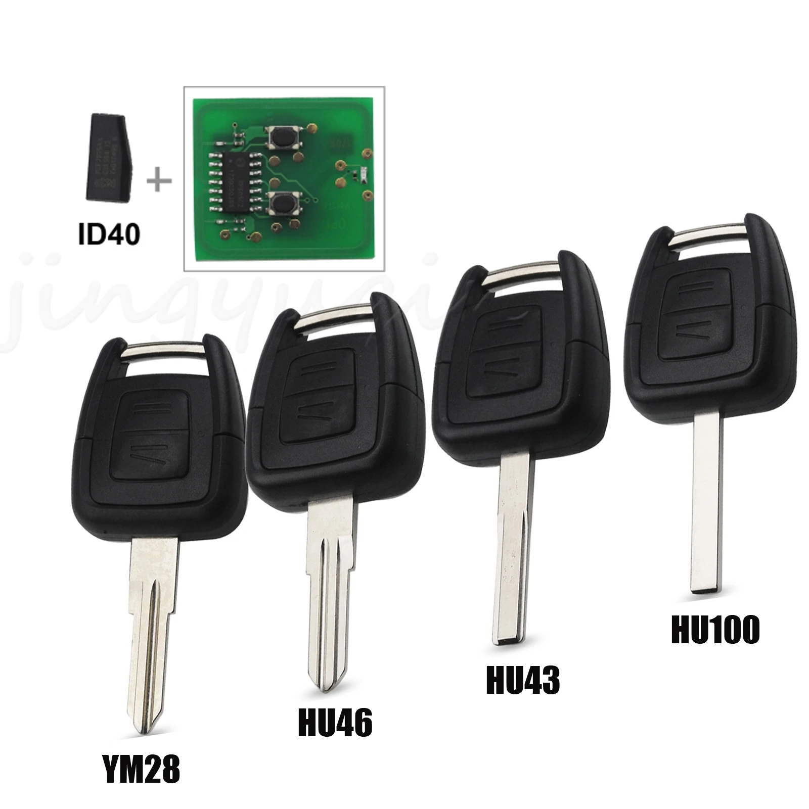 jingyuqin For Vauxhall Opel Astra Vectra Zafira ASK 433.92MHz Uncut HU43/HU100/YM28/HU46  2Buttons Remote Key FOB ID40 Chip