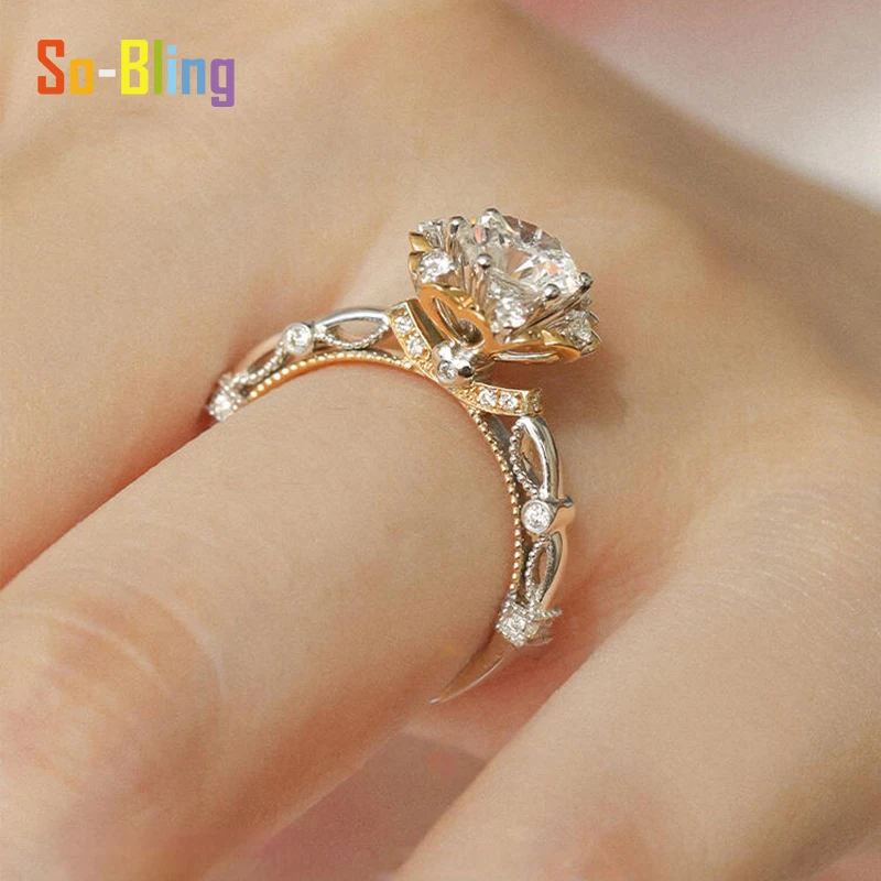 So-Bling 1ct 6.5 مللي متر مويسانيتي خواتم D VVS1 مع شهادة Gra 925 فضة خاتم الخطوبة الزواج للنساء مجوهرات #3