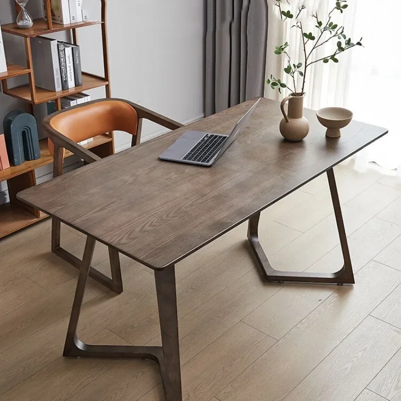

Nordic solid wood desk, household small apartment against the wall rectangular writing desk study simple computer desk