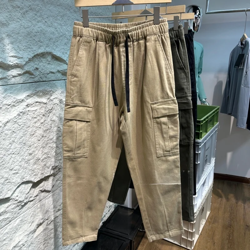

Мужские повседневные брюки свободного кроя из хлопка, прямые, широкие, осенне-зимние, новые, в американском стиле, модные, брендовые