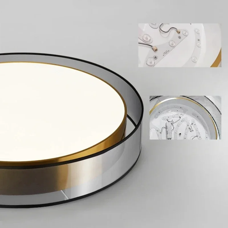 Post-modern Minimal LED Ceiling Light Transparent Copper Ceiling Lamp Home Decor For Bedroom Office Living Dinning Room Lighting