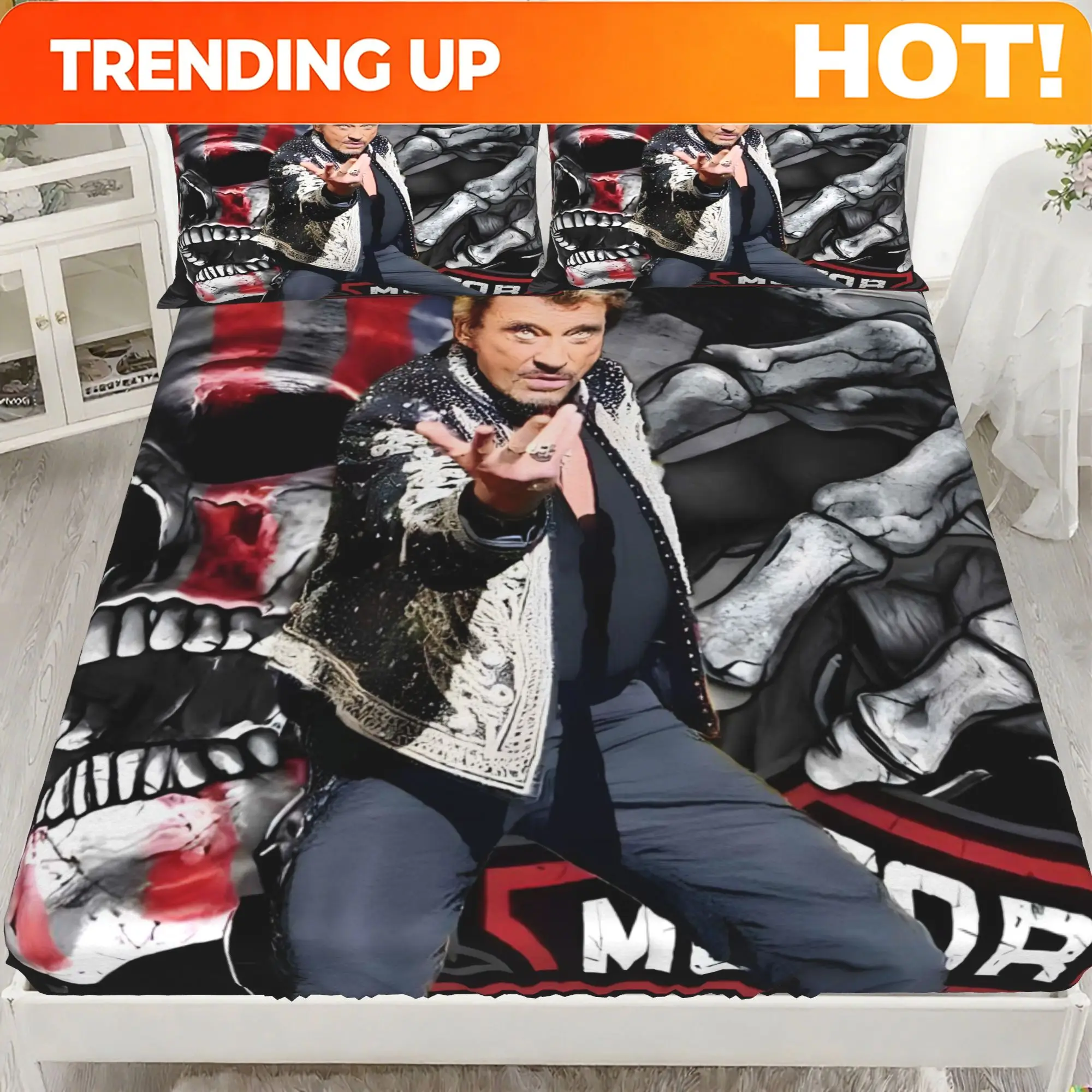 Customize J-JOHNNY-HALLYDAY Simple 3pcs Sheet Set with Fitted Design Ideal for Creating a Polished and Tidy Look in Everyday or