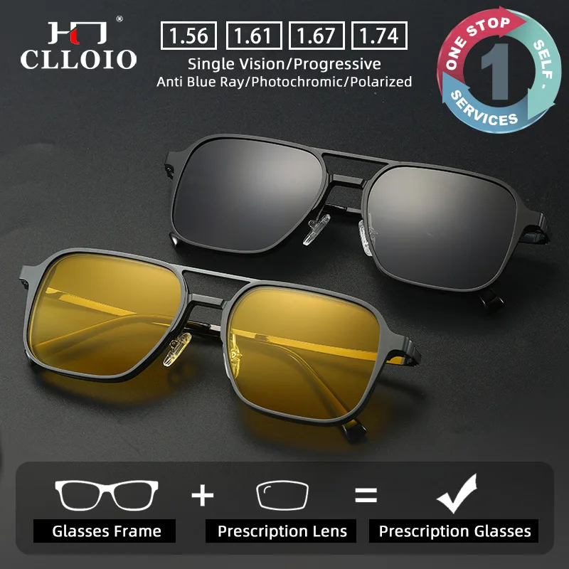 

CLLOIO Magnetic Aluminum Magnesium Glasses 2-in-1 Sunglasses for Men Women Outdoor Sunglasses Prescription Progressive Glasses