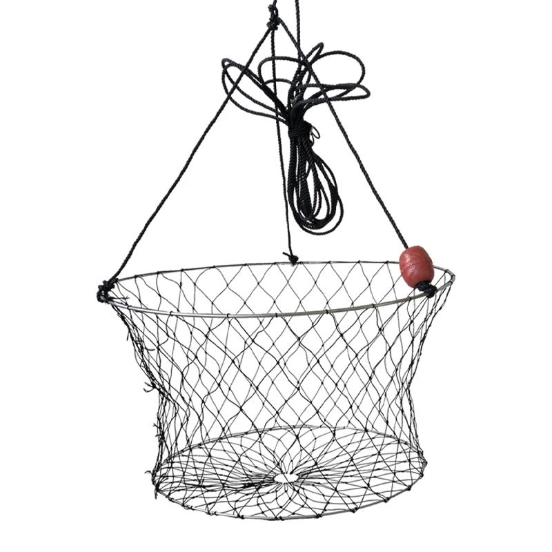 Wire Grid Bottom Crab Nets Folded Fishing Net Hand Casting Cage Crab Ring Trap