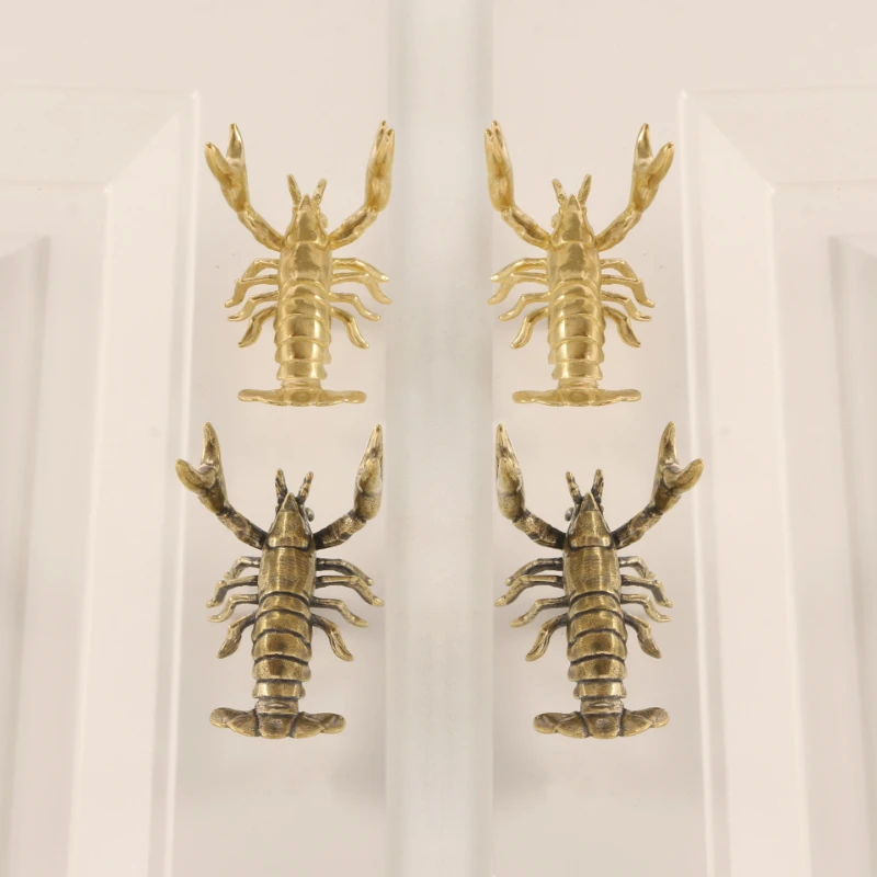 Brass Door Handle Crayfish Can Hang Things Hanging Door Creative Design Cabinet Door Handle Cabinet Drawer Copper Handle