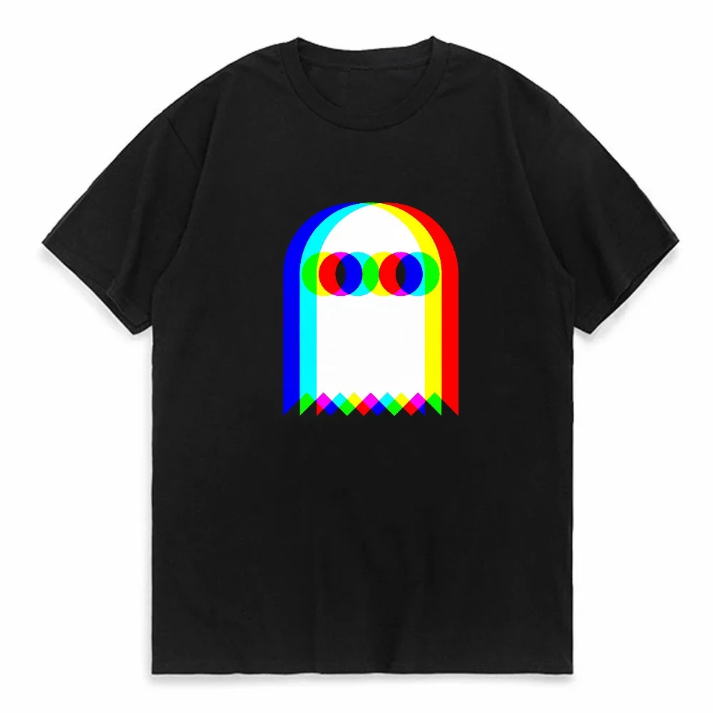 Ghost Trippy Vaporwave Halloween Techno Rave EDM Music Party T-Shirt Men Pure Cotton Funky Casual Tee