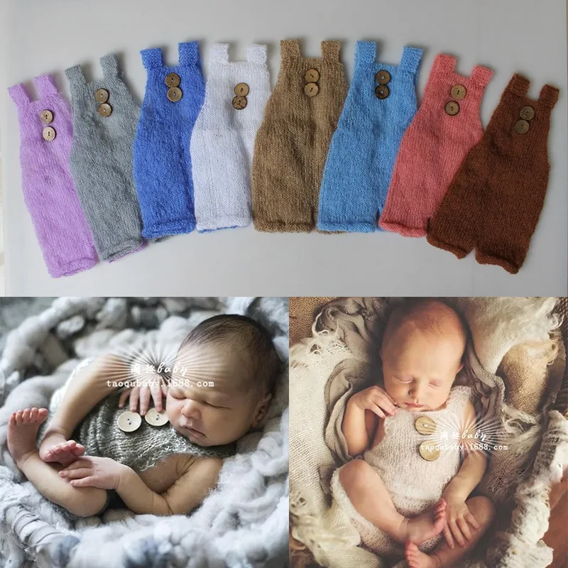 

Newborn Photography Clothing Crochet Knitted Solid Color Jumpsuit Soft Mohair Baby Romper Studio Photoshoot Outfits Props