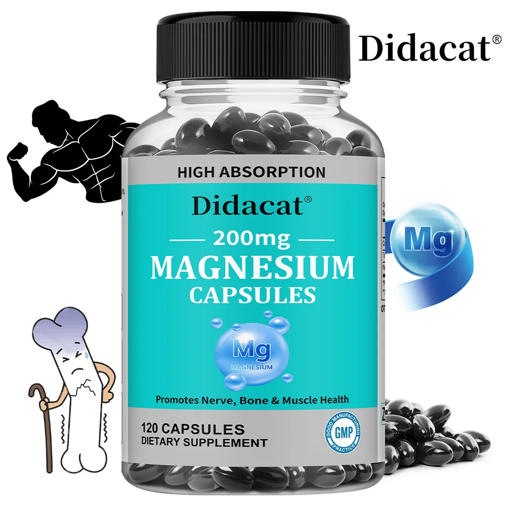 

Magnesium Citrate Capsules, 200 Mg, for Energy, Relaxation, Regular Routine, and Healthy Sleep, Non-GMO, Gluten-Free