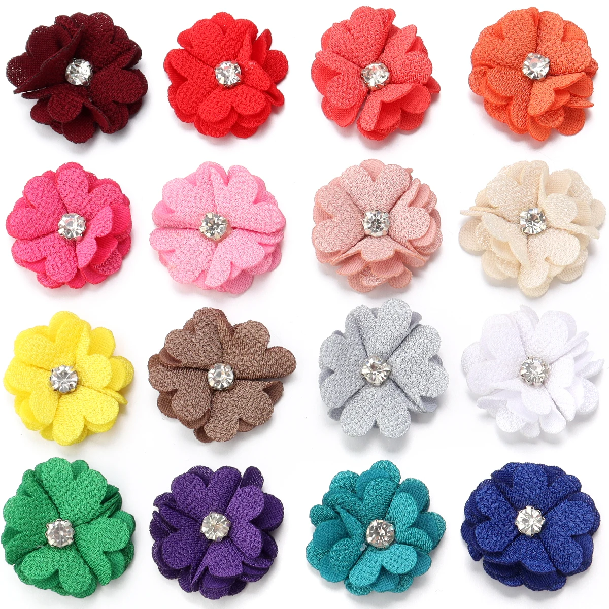 10Pcs 35mm Mesh Gardenia Flower Applique for DIY Headwear Hair Clips Decor Accessories Clothes Hat Shoes Crafts Sewing Patches