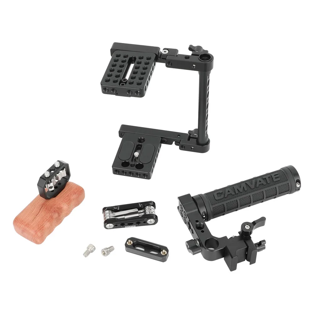 CAMVATE Foldable Half Camera Cage with Top and Left-Side Handles Fits 4.8inch Height Cameras For Canon For Sony Nikon