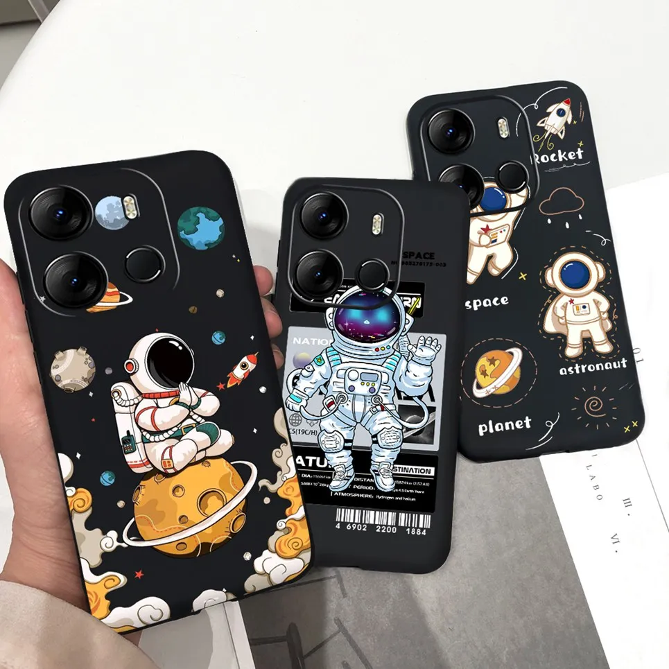 For Tecno Spark Go 2023 Case Tecno Pop 7 Pro Pop7 Back Cover Cartoon Astronaut Pattern Bumper Shell SparkGO 2023 Soft Matte Etui