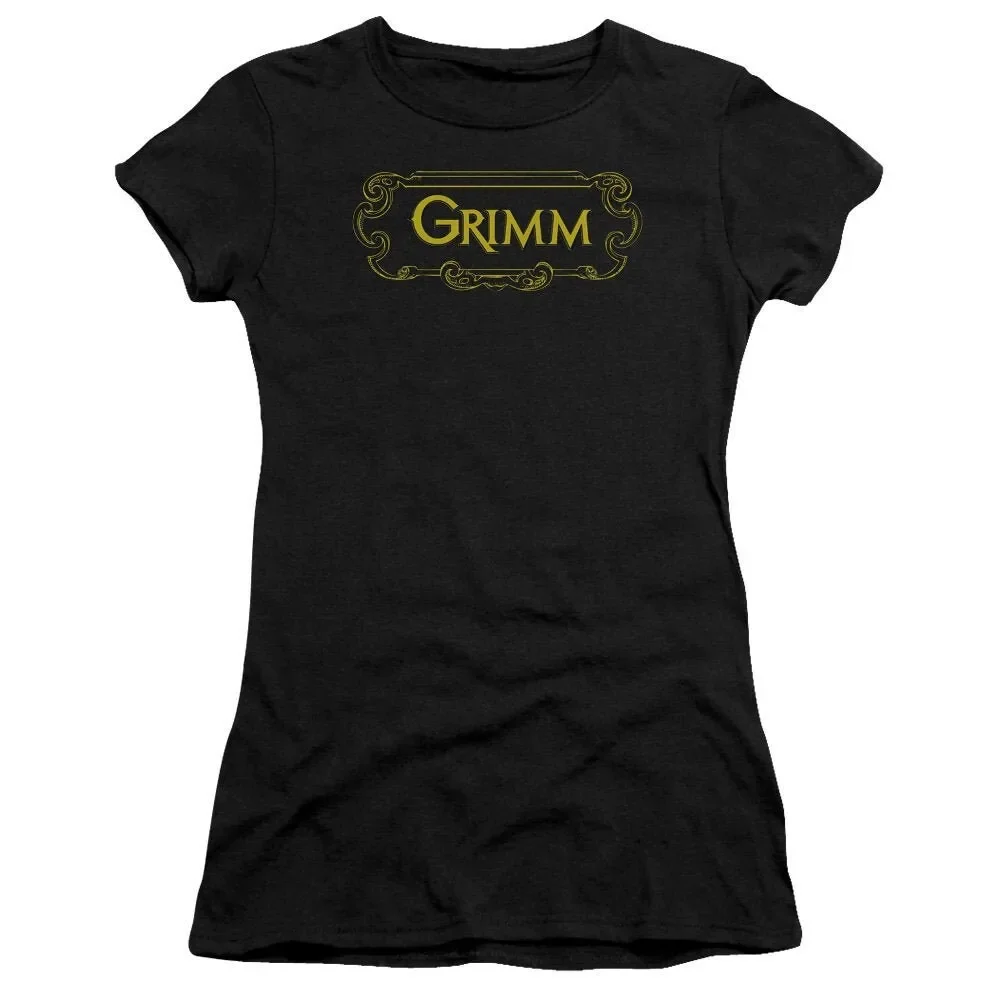 Grimm Plaque Logo Damen- und Junior-T-Shirt in Schwarz