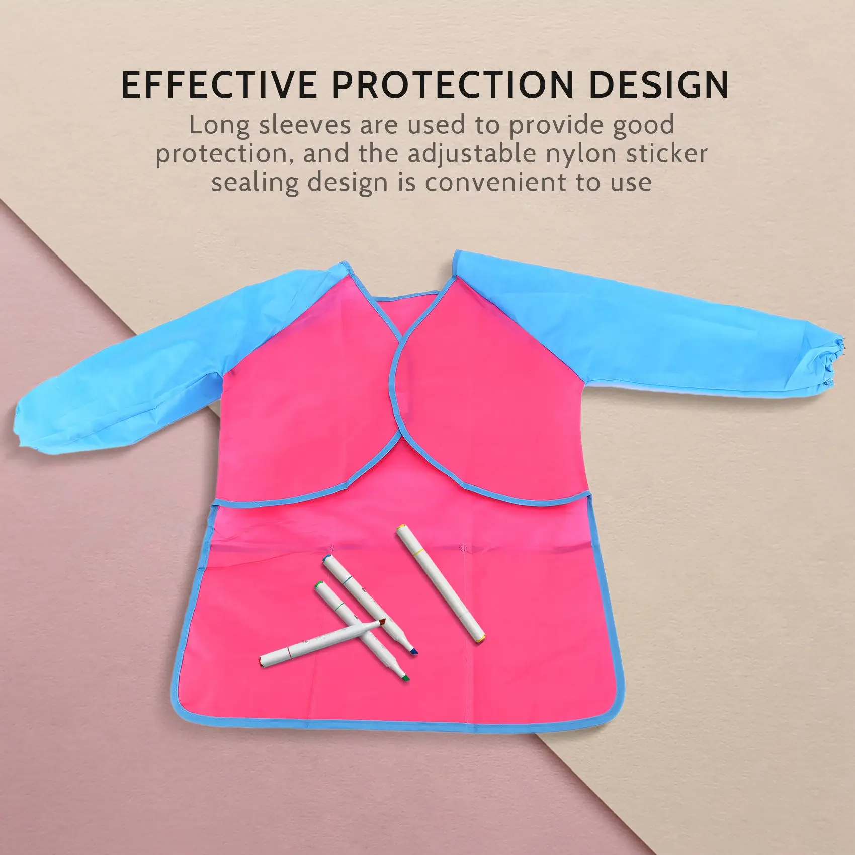 

ABJL-Pack Of 2 Kids Art Smocks, Children Waterproof Artist Painting Aprons Long Sleeve With 3 Pockets For Age 2-6 Years