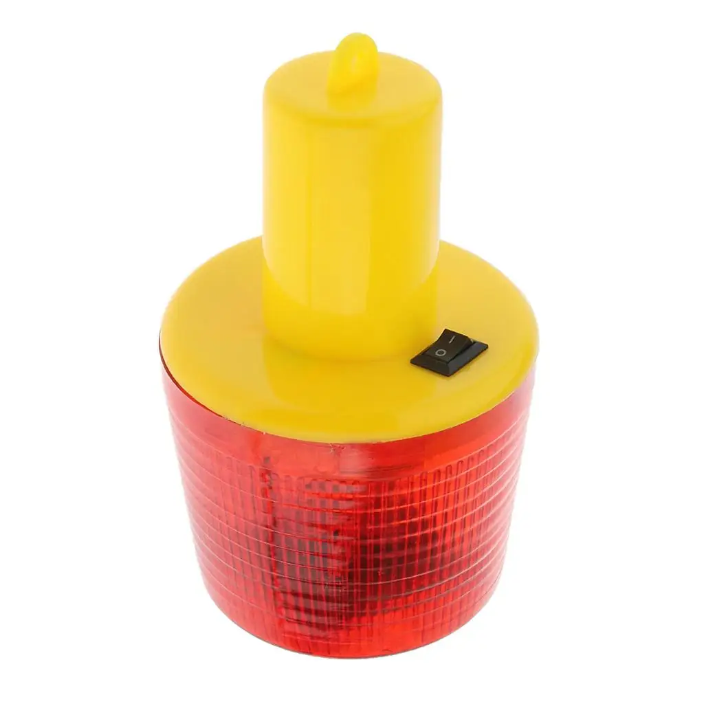 Solar Powered Warning Light Round Traffic Construction Beacon Red