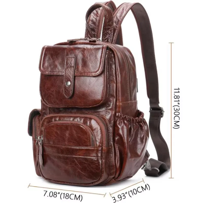 Retro Fashion large Capacity Backpack leather Men's And Women's Shoulder Bag Crossbody Bag Versatile Casual Backpack Trend