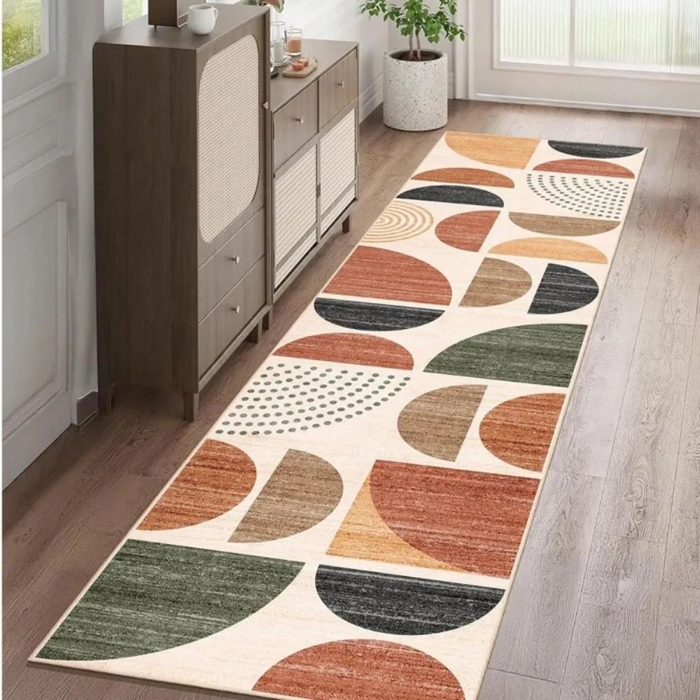 VIKAMA Bohemian Geometric Semi-Circular Long Rug, Durable And Slip-Resistant Kitchen Corridor Carpet, Home Decoration