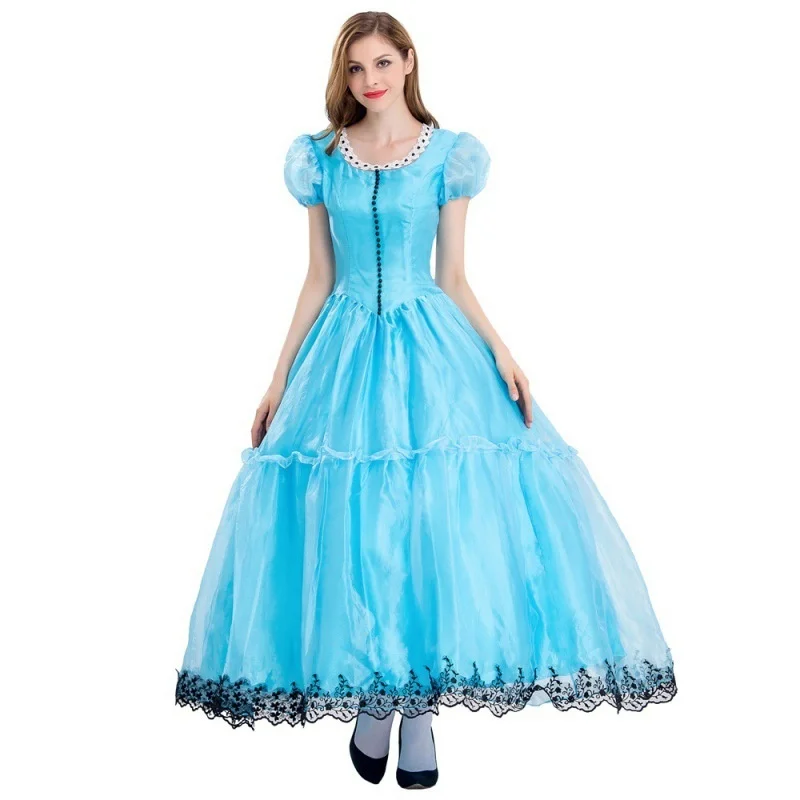 Fsia de loween para Adultos, Vestido de Princesa Alice no País das Maravilhas, Traje de Conto de Fadas para Apresentaç...