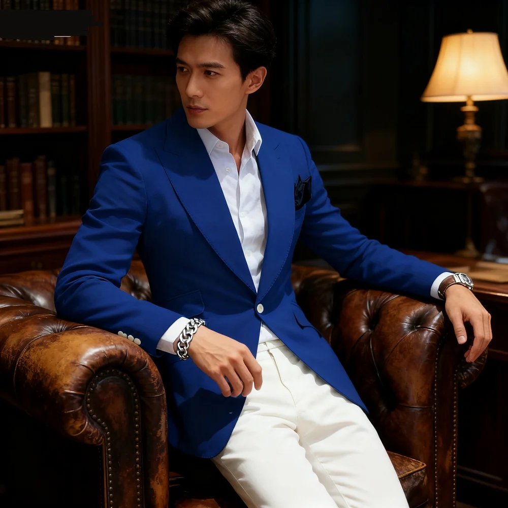 

Pink Slim Fit Blazer for Men Peak Lapel Single Breasted Elegant Dinner Jacket Smoking Suit for Wedding And Business