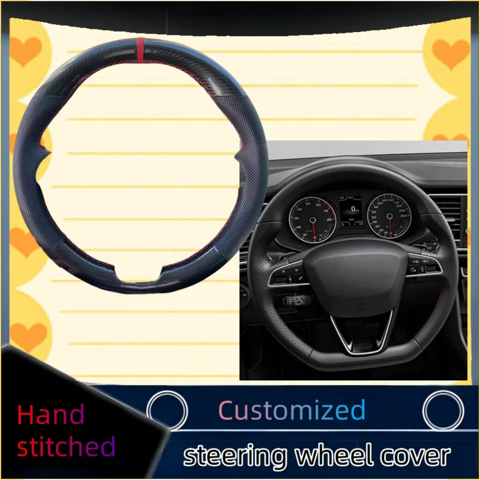 

Hand-stitched Carbon Fiber Leather Car Steering Wheel Cover For Seat Leon Cupra R Leon ST Cupra Leon ST Cupra Ateca Cupra Ateca