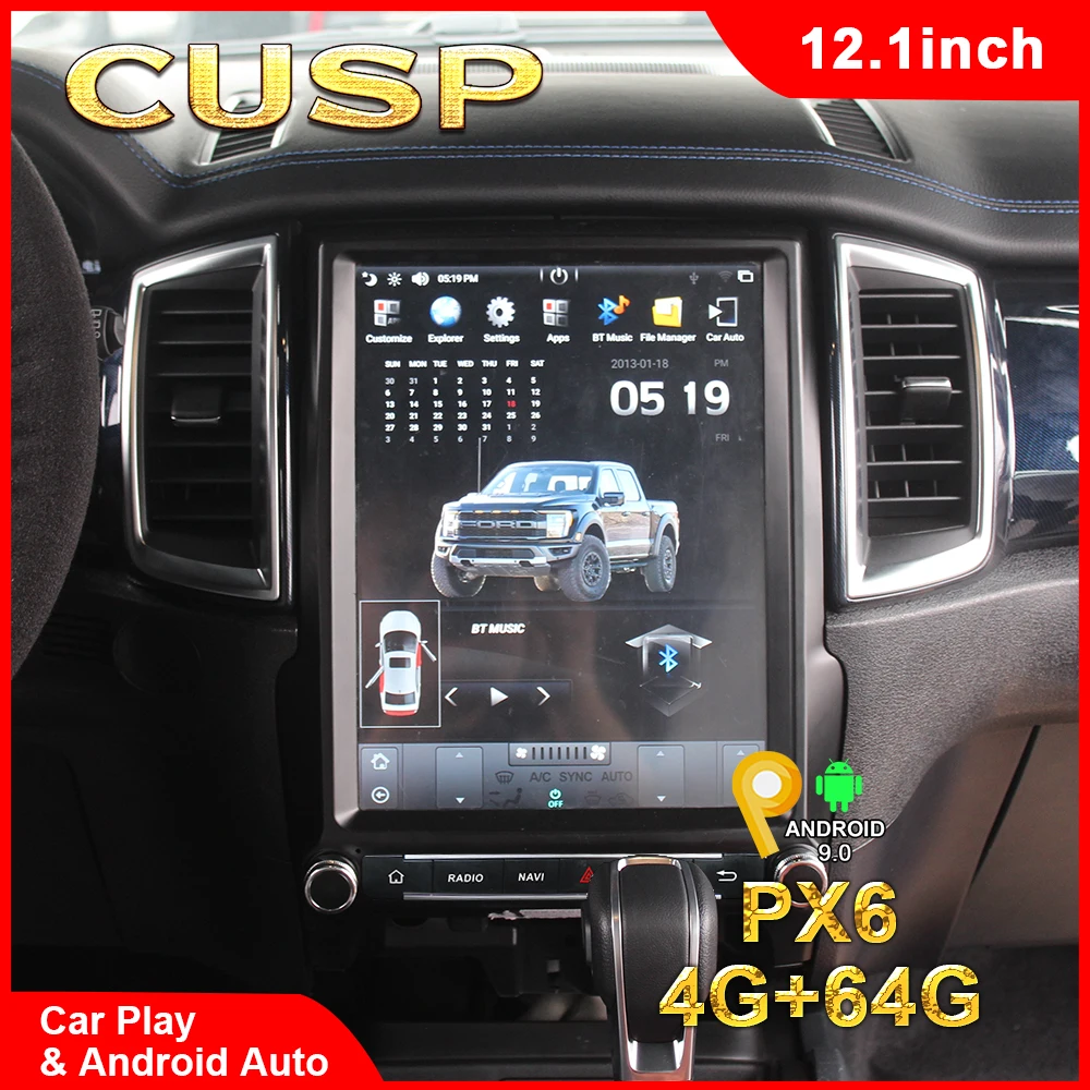 CUSP Tesla Style Vertical Screen For Ford Ranger 2015- / Everest 2016- 12.1inch 4G+64G Double Din Apple Play Car Stereo DVD DSP