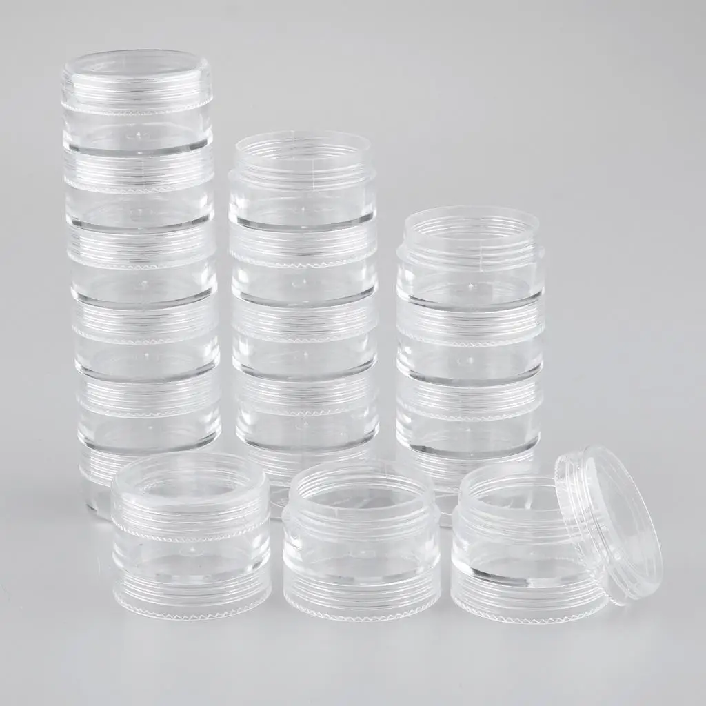 MagiDeal 6 Tiers Empty Stackable Jar 18 Clear Round Containers w/ Screw Lids Multi-Use Storage Container To Storage Eyelash