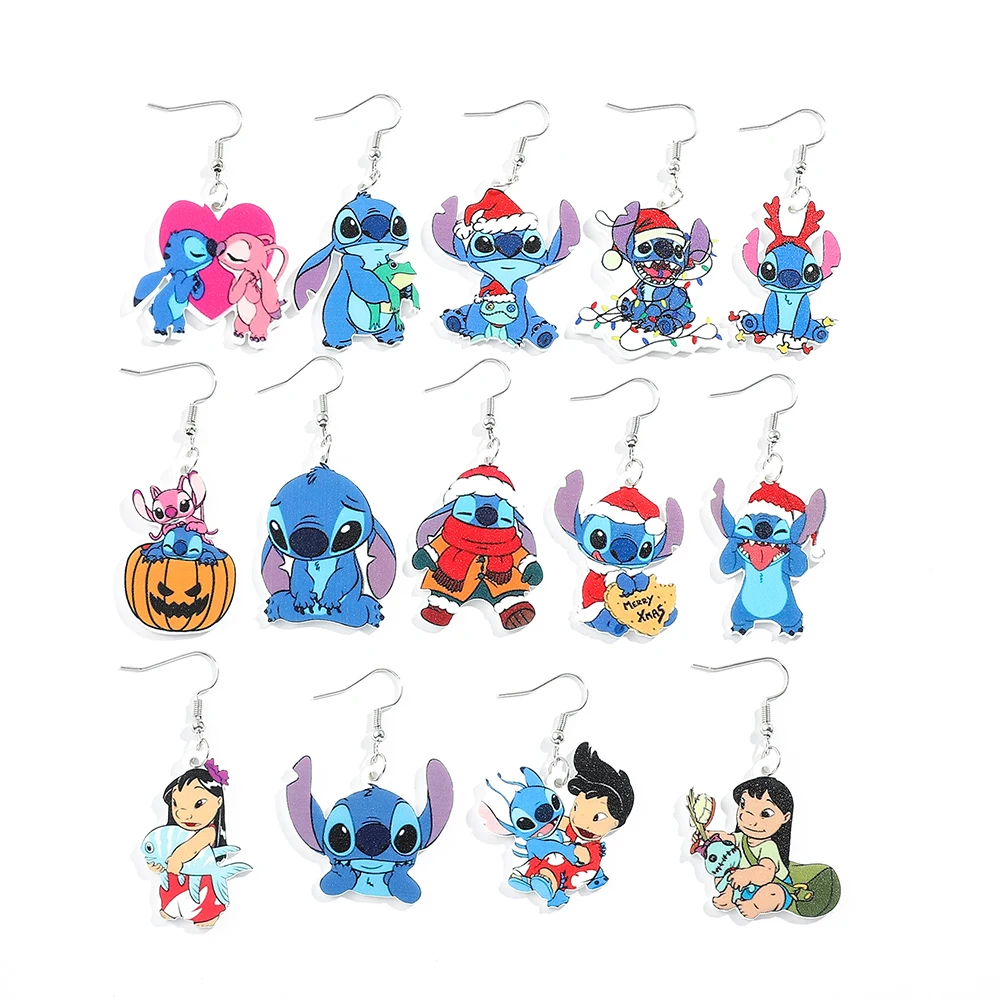 Disney Cartoon Figure Stitch Pendant Earrings Christmas Style Stitch Ear Drop for Women Girls Earrings Accessories