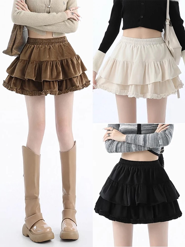 

Балетная бархатная юбка-тортик, женская осенне-зимняя утягивающая юбка трапециевидной формы с высокой талией, противолегкая прогулочная юбка