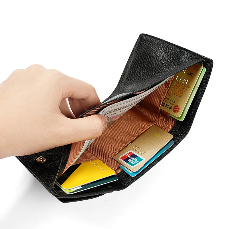 Genuine Leather wallet women Japanese style multi-card holder tri-fold mini cowhide coin purse