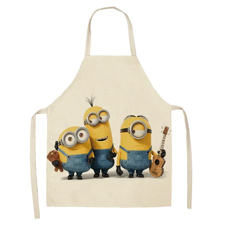 Cartoon Anime Children\'s Linen Apron Kitchen Cooking Barbecue Anti-fouling Home Adult Apron Bib Student Painting Apron