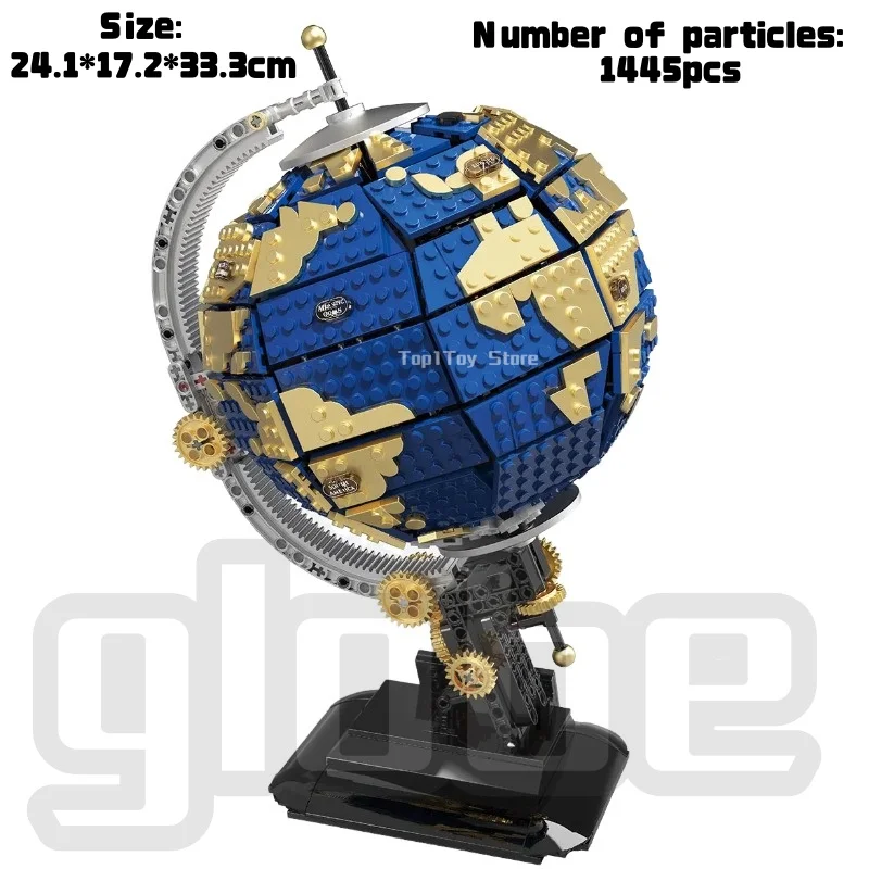 

1445PCS Technical Globe Model High difficulty Adult Technology Parts Building Block Christmas Brick Puzzle Toys Kid Adult Gifts