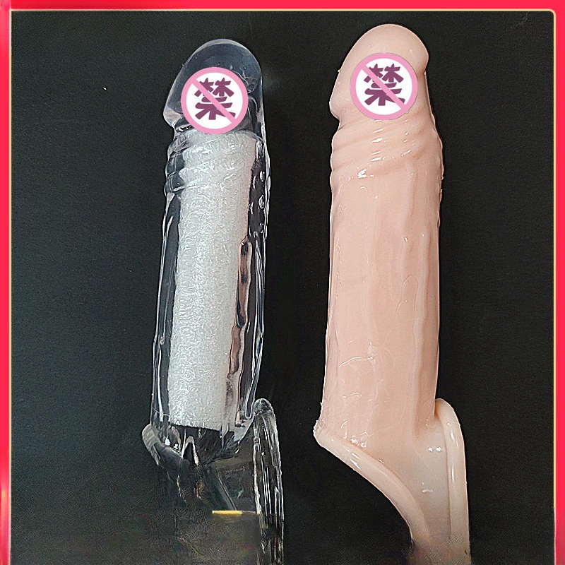 Realistic Penis Extension Enlargement Cover Cock Ring Sleeve Clitoris G-spot Stimulate Delay Ejaculation Extender Men Sex Toy