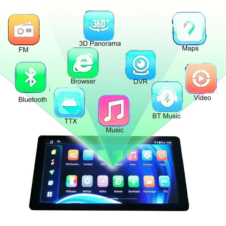 iPoster LKW-Auto 10,36 Zoll Quad Split IPS-Monitor mit DVR Android 360-Grad-Panorama-AR-Ansicht 4G GPS Remote View AI-Kamera-Kit