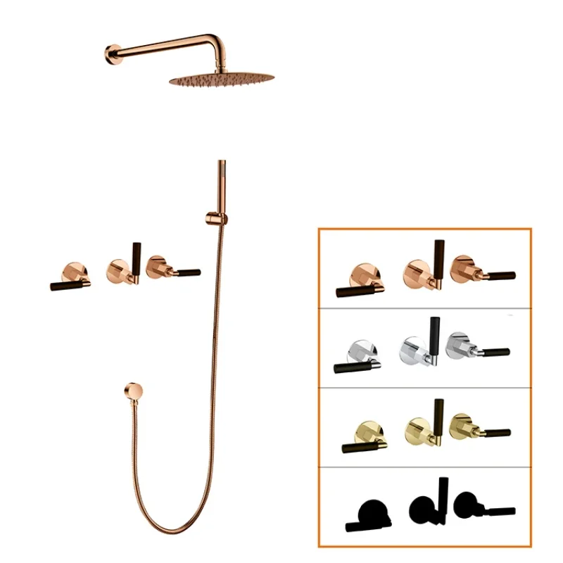 Wall Mounted Bathroom Rainfall Square Shower with Diverter Concealed Faucet