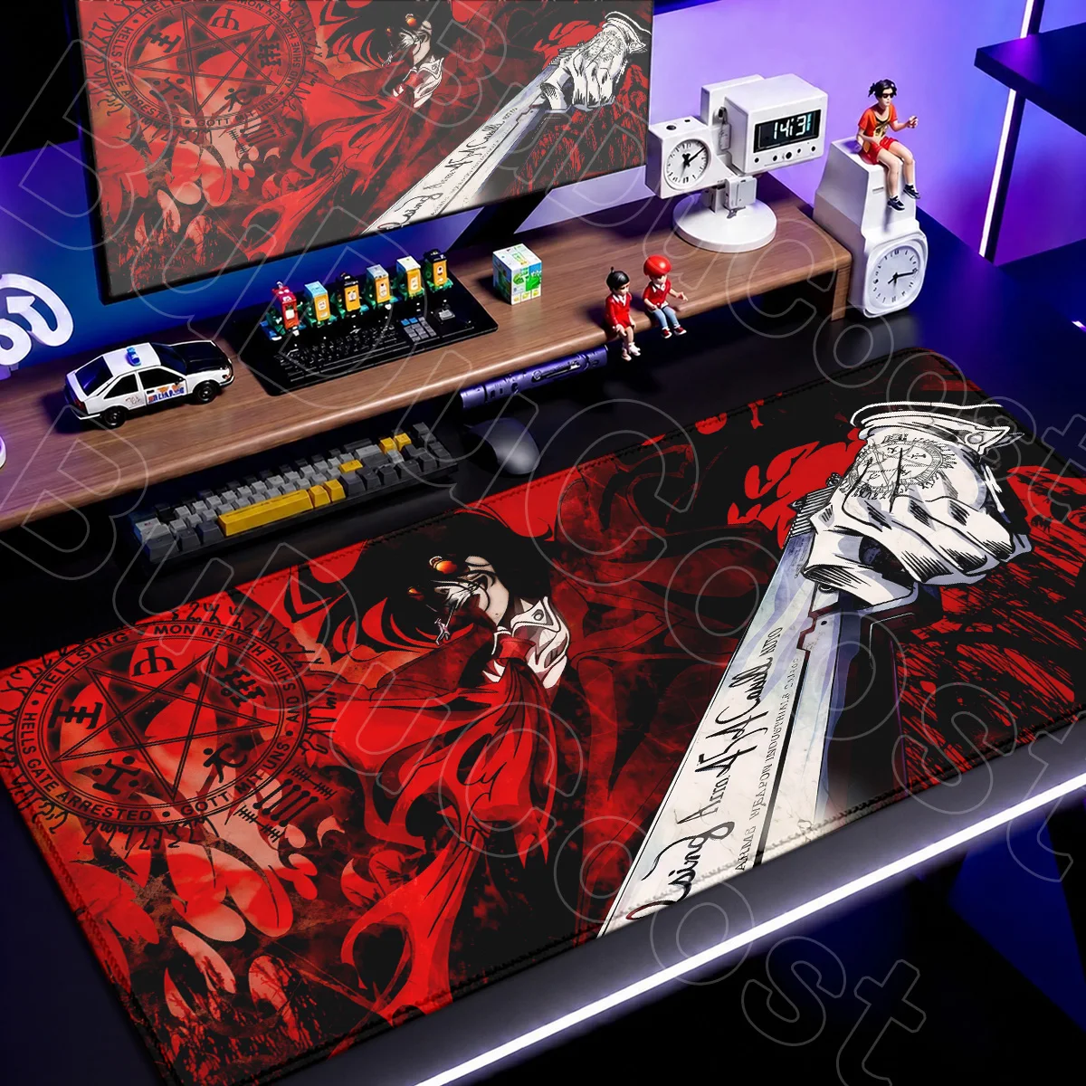 XXL Locking Edge Laptop-Tastatur-Desktop-Matte, Speed Computer Gamer Deko-Teppich, großes Anime Hellsing Alucard Büro-Mauspad – Detail 15